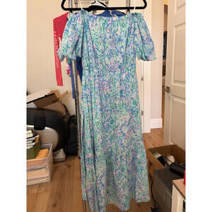 NWT Lilly Pulitzer Tamie Off the Shoulder in Surf Blue size L